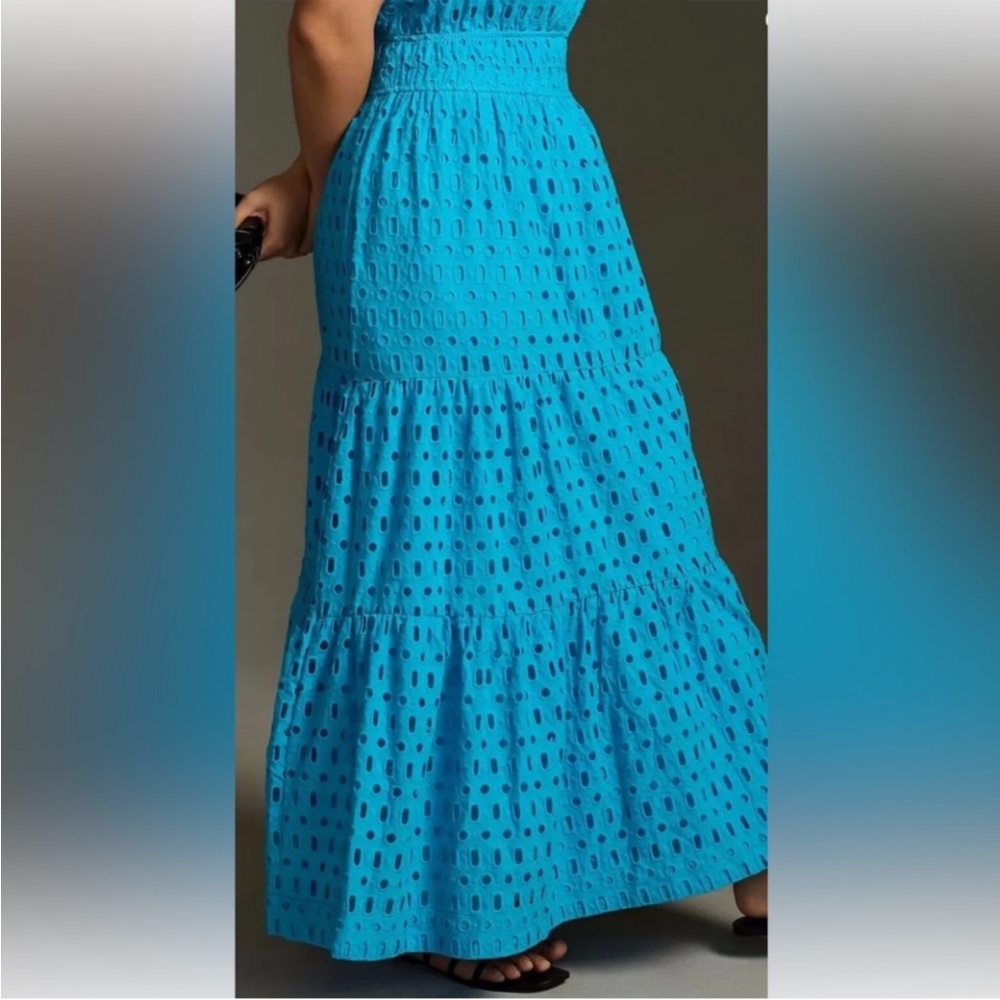 Anthropologie The Somerset Maxi Dress Eyelet Edition Blue Size Medium - Picture 6 of 16